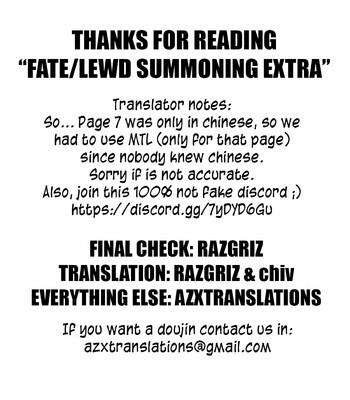 Fate/Lewd Summoning -Soushuuhen Extra- [Decensored] comic porn sex 142
